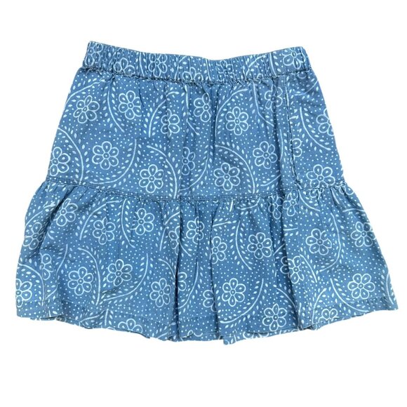 Madewell Pull-On Ruffled Mini Skirt in Indigo Floral Preppy Boho Cottage Size SM - Picture 4 of 7